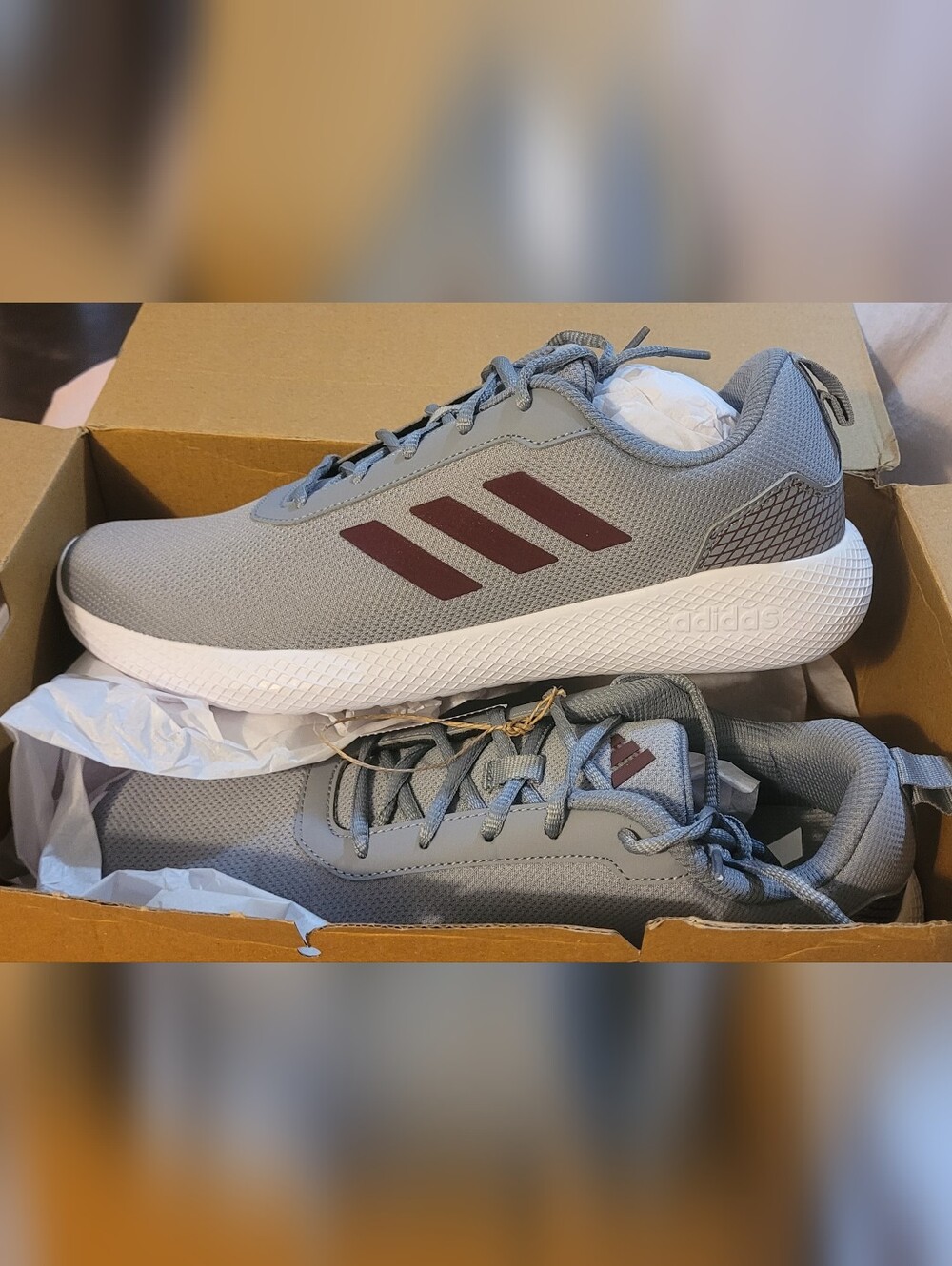 Adidas Impulse Syn Sz 9.5 Womens Sneakers - Gray with Maroon Stripes